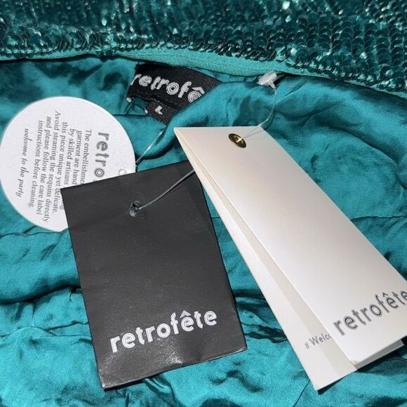 NWT Retrofete Katya Side Slit Evening Gown Large Revolve Green Sequins - Picture 14 of 15